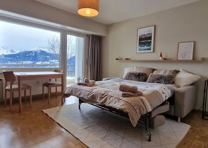 Proche De Avec Magnifique Vue Lägenhet Crans-Montana